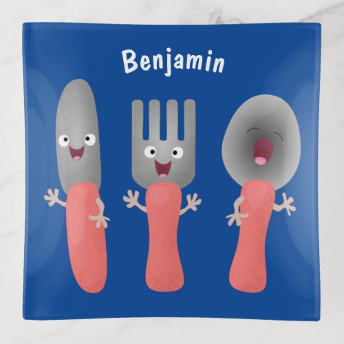 Cute knife fork and spoon cutlery cartoon trinket tray