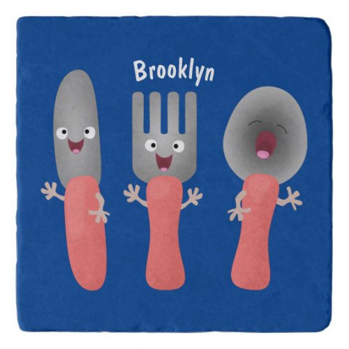 Cute knife fork and spoon cutlery cartoon trivet