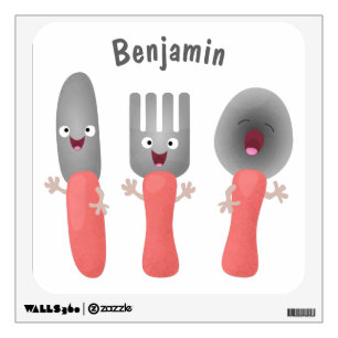 Cute knife fork and spoon cutlery cartoon wall decal