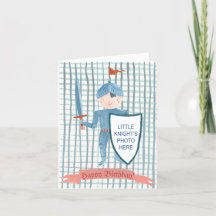 Cute knight boy birthday pesonalized greeting card