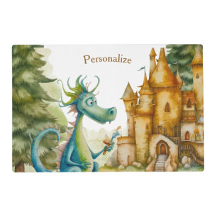 Cute Knight Dragon Castle Birthday Party Kids Placemat