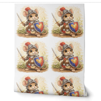 Cute Knight Mouse Pattern Wallpaper Kids