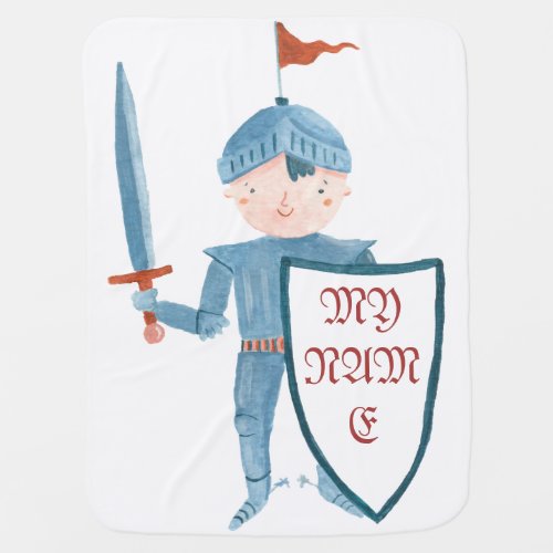 Cute knight personalised baby blanket