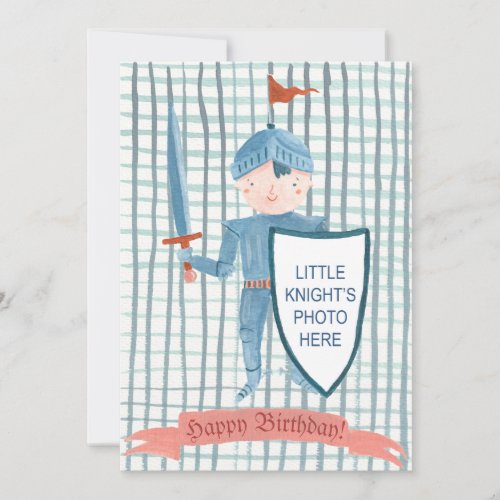 Cute knight personalised Photo Birthday Holiday Card