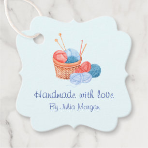 Cute Knit Homemade Hang Tag blue