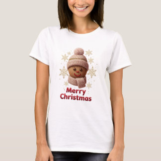 Cute Knitted Gingerbread Merry Christmas T-Shirt |