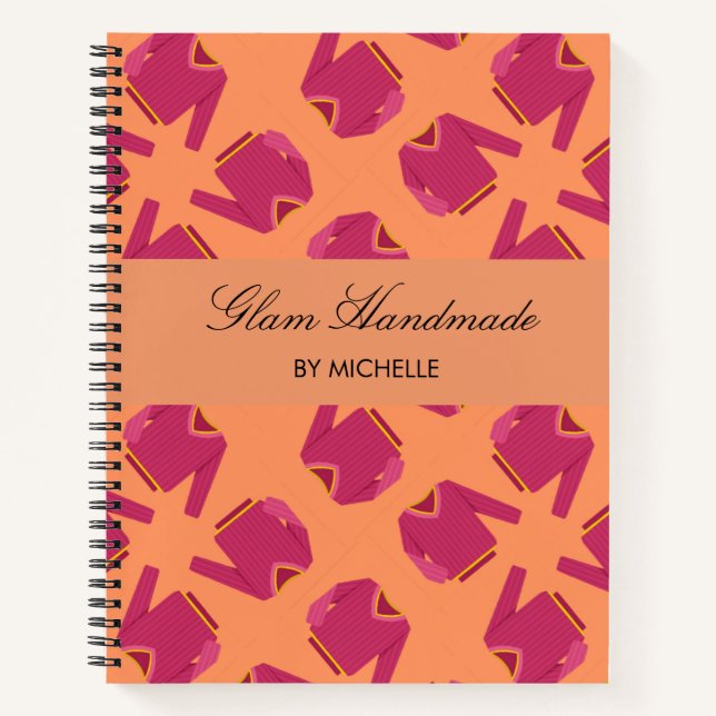 Cute knitted pink sweaters business notebook (Front)