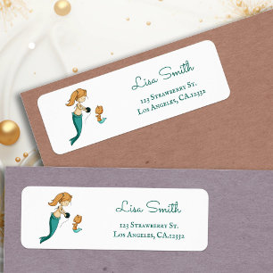 Cute Knitter Mermaid Cat Return Address Label