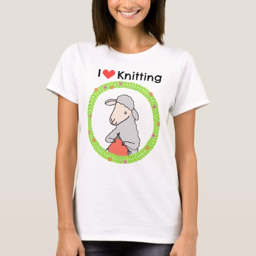 Cute Knitting Sheep I love knitting knitter gift T_Shirt