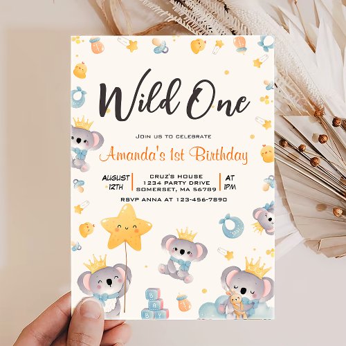 Cute Koaka Wild One Birthday Personalized Invitati Invitation