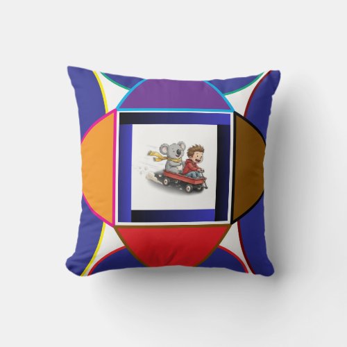 Cute Koala Adventure Geometric Throw Pillow Kids