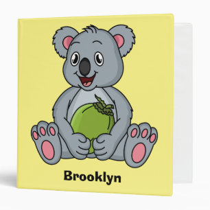Cute koala and coconut cartoon illustration 3 ring binder