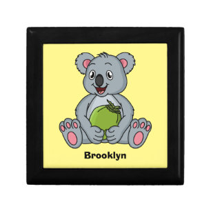 Cute koala and coconut cartoon illustration gift box