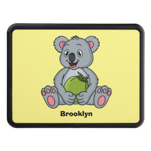 Cute koala and coconut cartoon illustration hitch cover