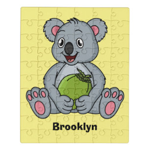 Cute koala and coconut cartoon illustration jigsaw puzzle