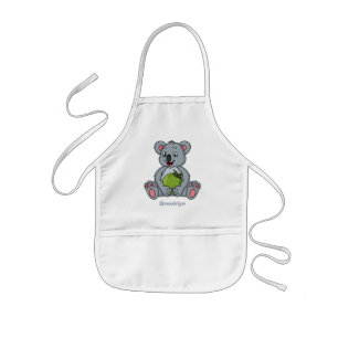 Cute koala and coconut cartoon illustration kids' apron