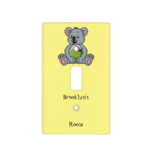 Cute koala and coconut cartoon illustration light switch cover