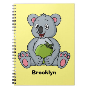 Cute koala and coconut cartoon illustration notebook