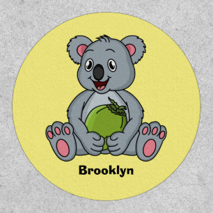 Cute koala and coconut cartoon illustration patch