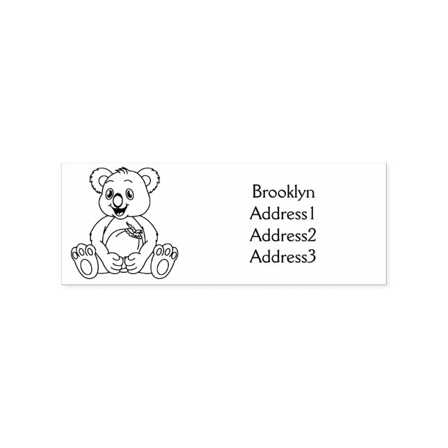 Cute koala and coconut cartoon illustration rubber stamp (Imprint)