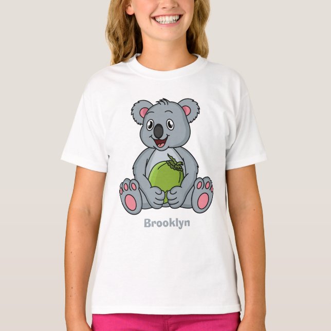 Cute koala and coconut cartoon illustration T-Shirt (Front)