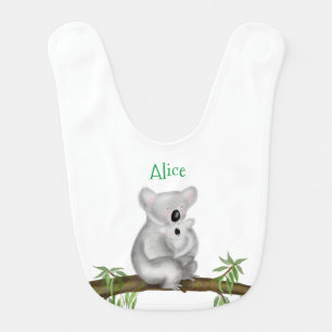 Cute koala and joey baby bib
