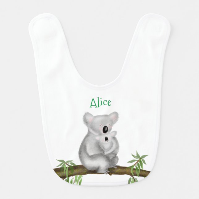 Cute koala and joey baby bib (Front)
