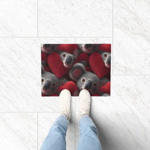 Cute Koala and Red Heart Seamless Pattern Doormat