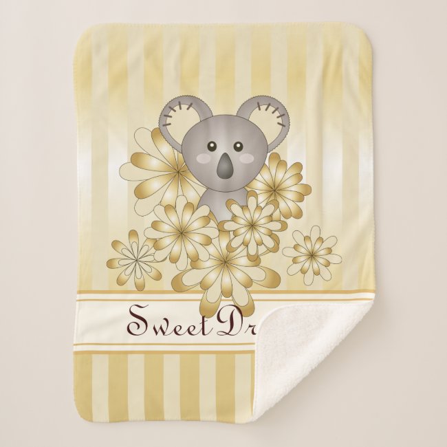 Cute Koala Animal Cartoon Gold Effect Striped