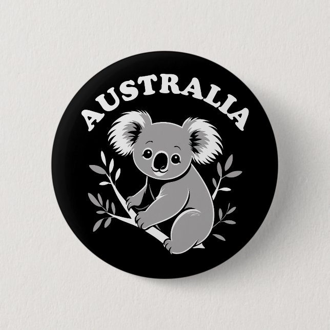 Cute Koala - Australia Button (Front)