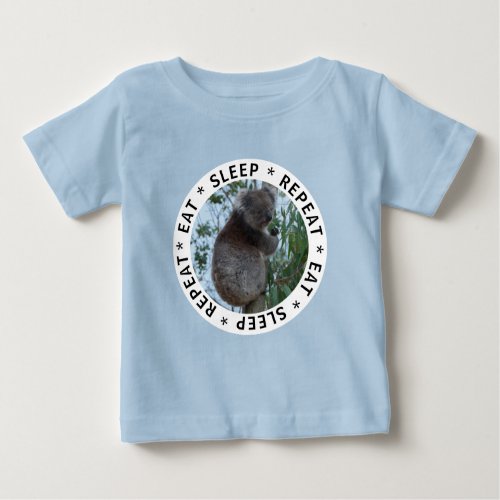 Cute Koala Australia Eat Sleep Repeat Baby Blue Baby T_Shirt