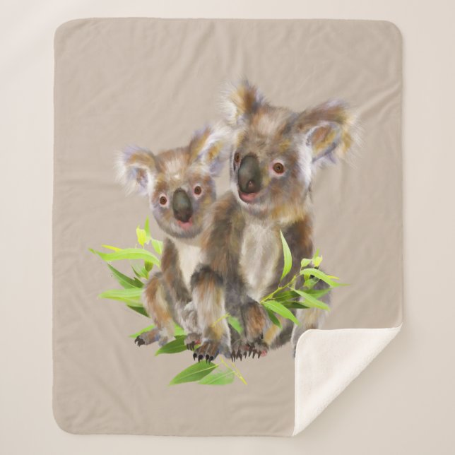 Cute Koala Australian Bear Wildlife Animal Nature  Sherpa Blanket (Front)