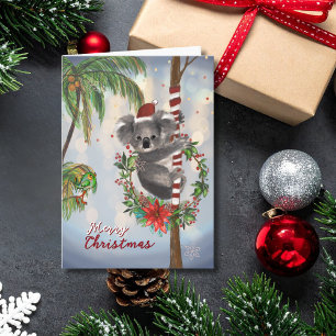 Cute Koala Australian Christmas Card   Palm tree
