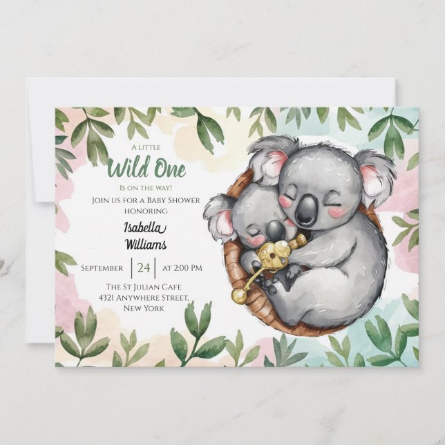 Cute Koala Baby And Koala Mom Baby Shower Invitation (Front)