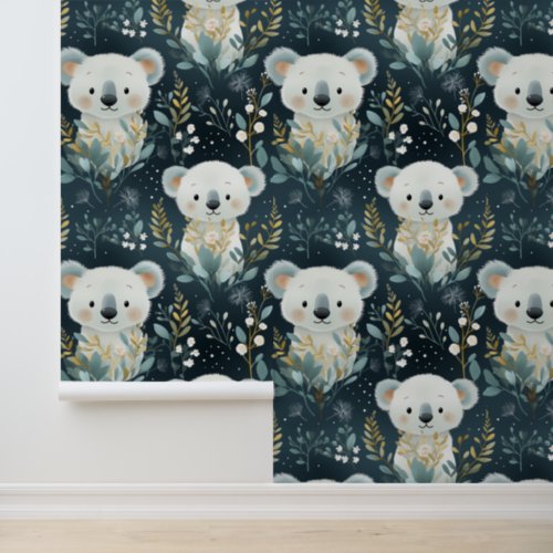 Cute Koala Baby Animal Kids Nursery Pattern Wallpaper