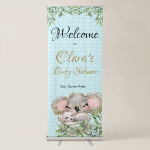 Cute Koala Baby Shower Vertical Retractable Banner