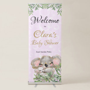 Cute Koala Baby Shower Vertical Retractable Banner
