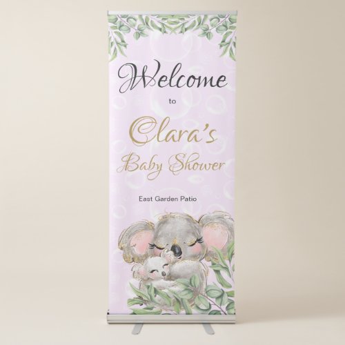 Cute Koala Baby Shower Vertical Retractable Banner