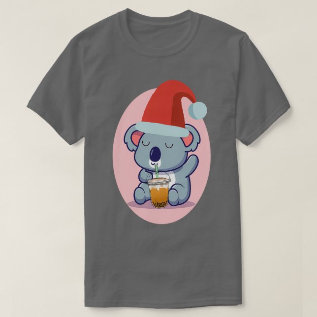 Cute Koala Bear And Bubble Tea 3 T-Shirt (Design Front)