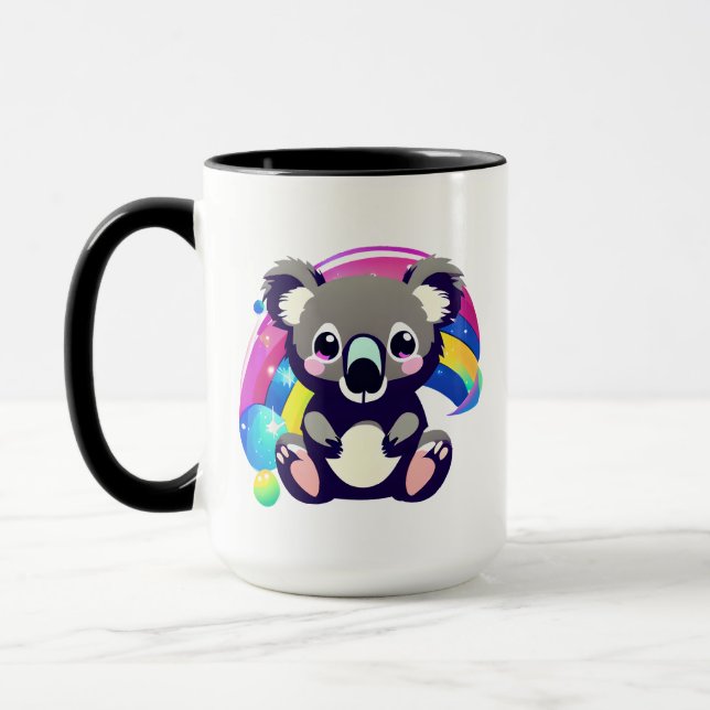 Cute Koala Bear and Rainbow Personalized Mug (Left)
