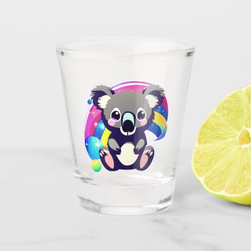 Cute Koala Bear and Rainbow  Shot Glass