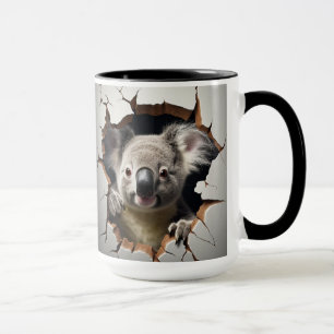 Cute koala Bear at in cracked wall Mug