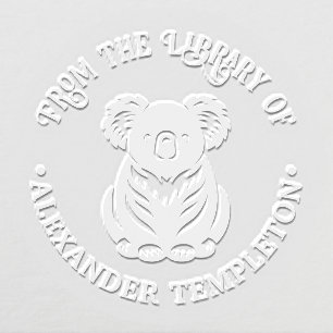 Cute Koala Bear Australia Library Book Name Embosser