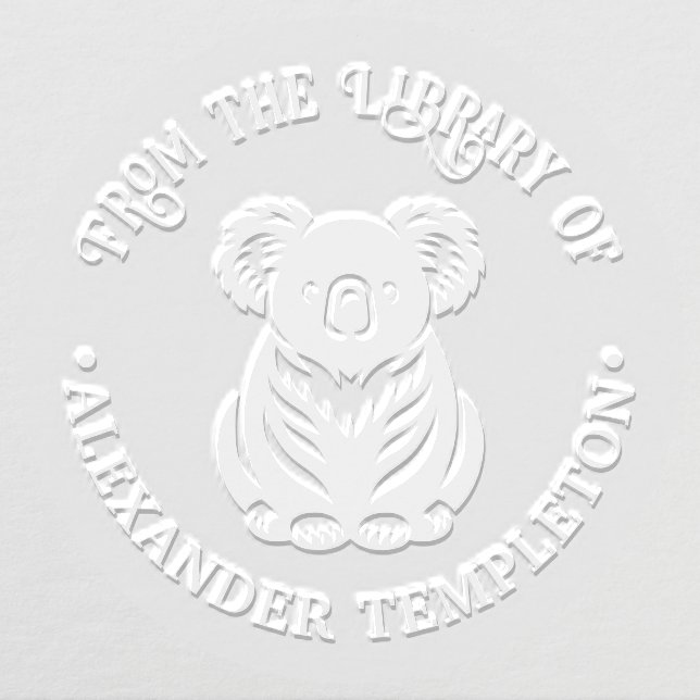 Cute Koala Bear Australia Library Book Name Embosser (Design)