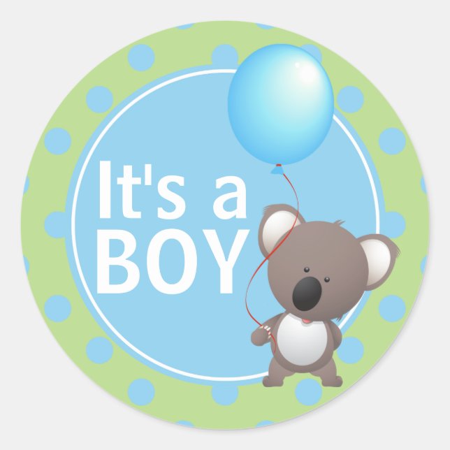 Cute Koala Bear Baby Boy Classic Round Sticker (Front)