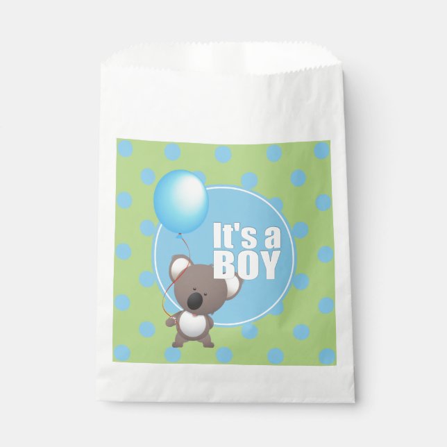 Cute Koala Bear Baby Boy Favor Bag (Front)