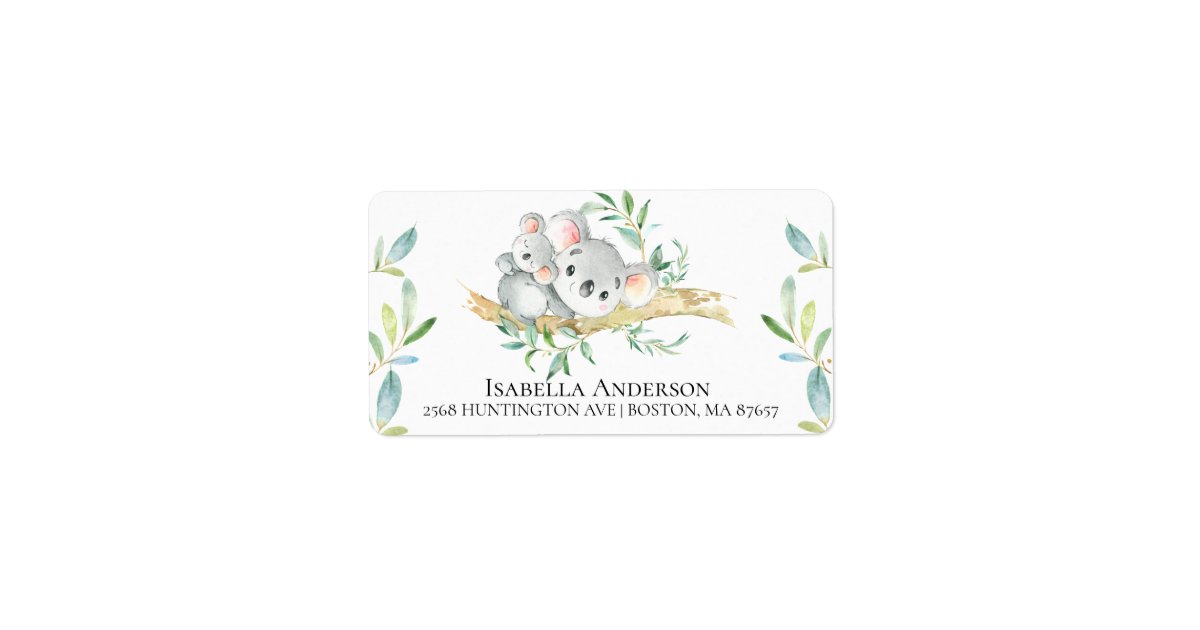 Cute Koala Bear Baby Boy Shower Address Label Zazzle