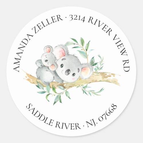 Cute Koala Bear Baby Shower Return Address Label