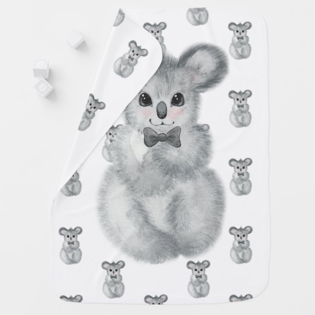 Cute Koala Bear Boy Animal Modern Simple Baby Blanket (In Situ)