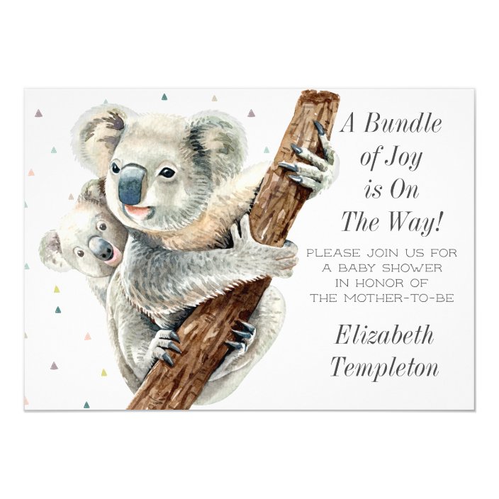 Cute Koala Bear Bundle Of Joy Baby Shower Invitation Zazzle Com